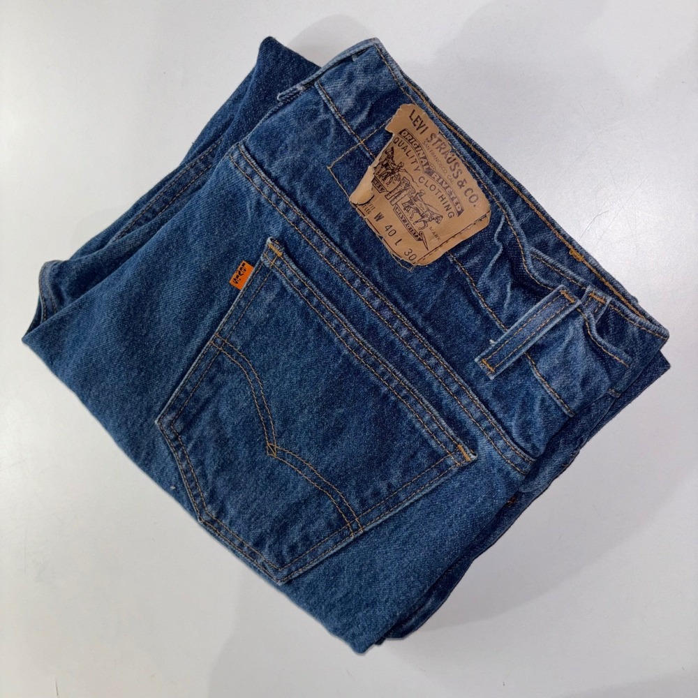 Levi's 505 Orange Tab Jeans USA Made Vintage 36x29 Fit Blue Denim Straight Leg